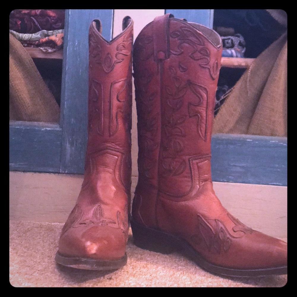 Frye western tooled boot